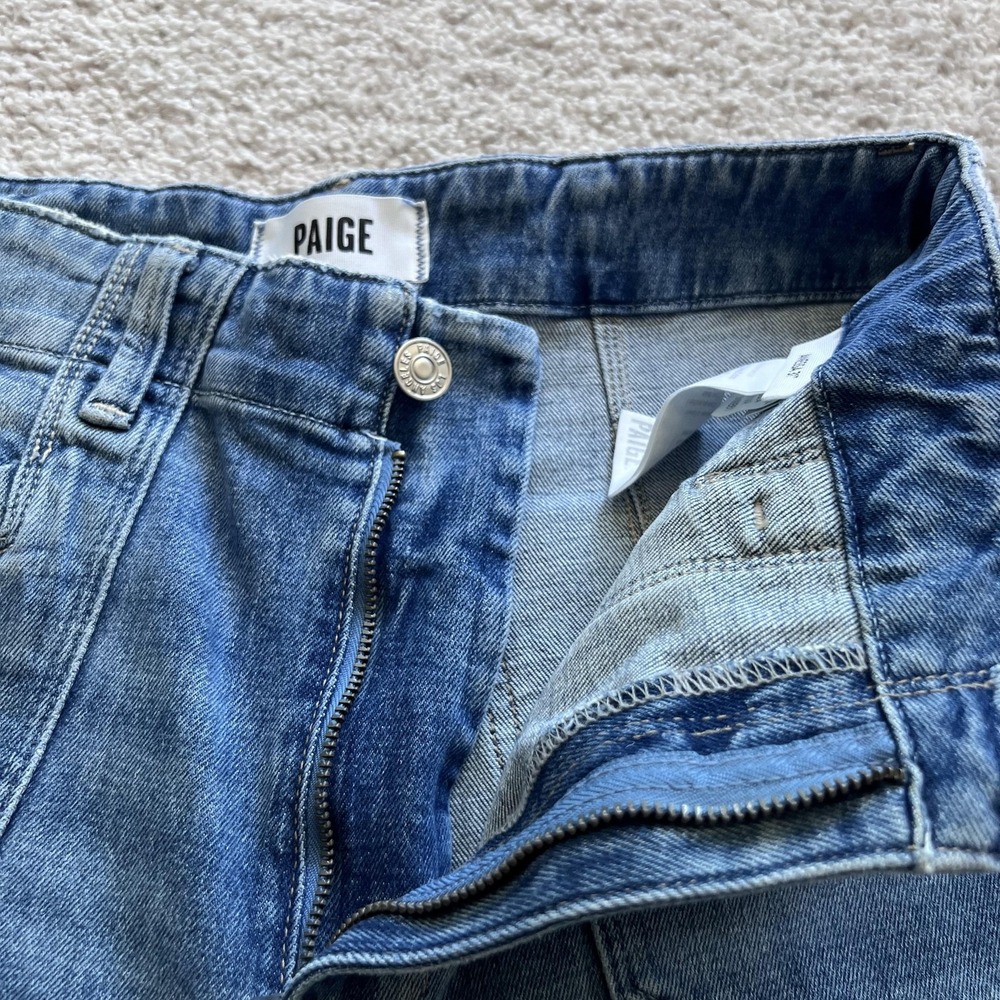 Paige Anessa 31" Viva High Rise Wide Leg Jeans Womens 28 Blue Raw Hem - Picture 6 of 16